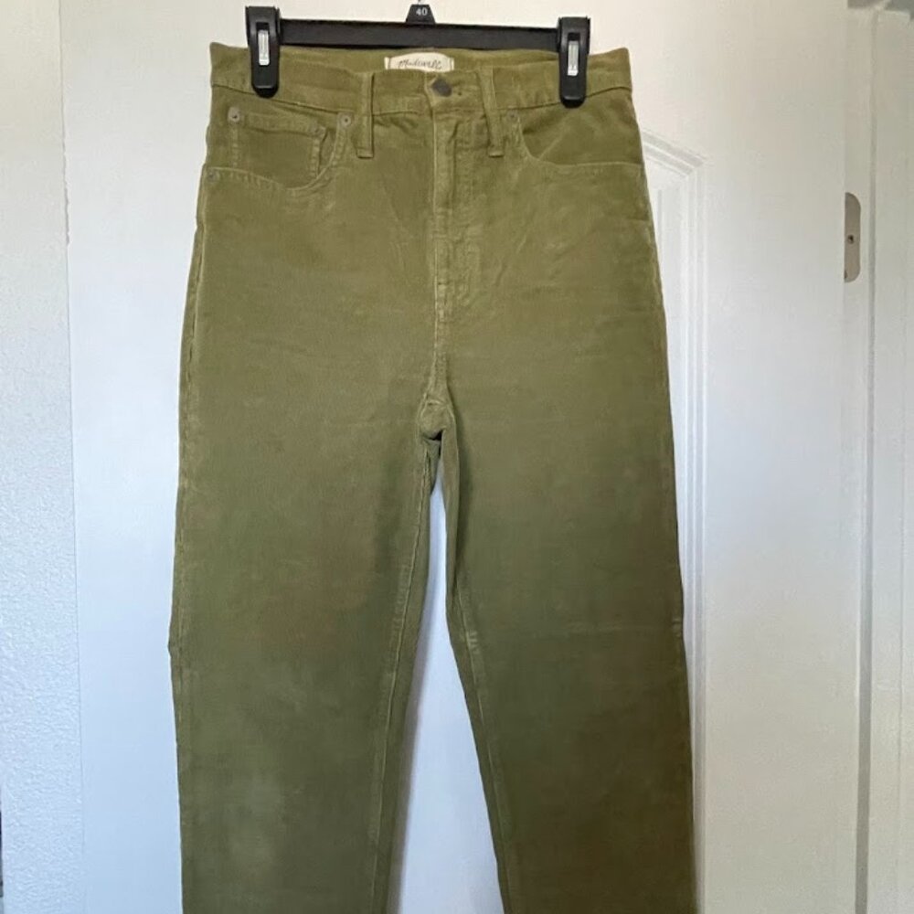 EUC Madewell Classic Straight Jeans Corduroy Edition Olive Green Size 27